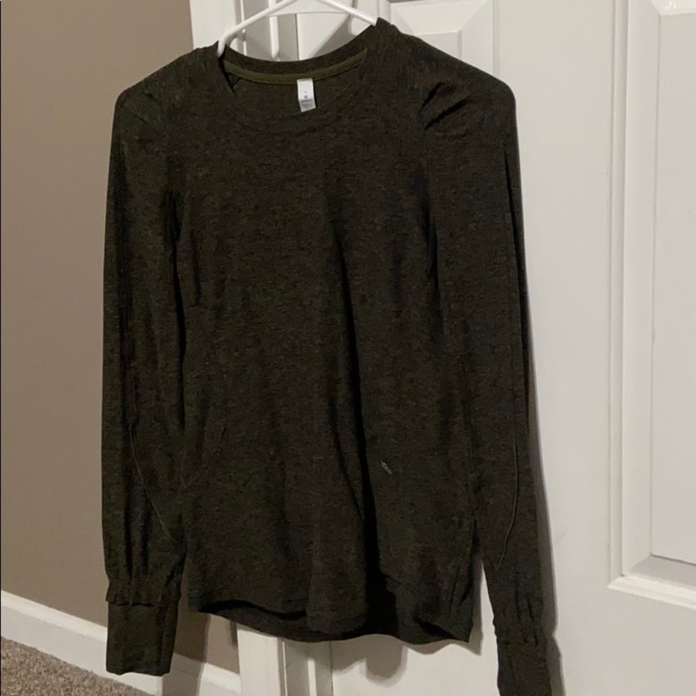 lululemon athletica Long Sleeve Runderful Dark Heathered Olive Green Size 4